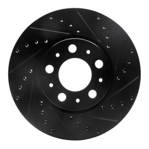 Volvo S60 Brake Rotor (1) - Front Right - R1 Concepts - Drilled & Slotted - Black - `99-`09